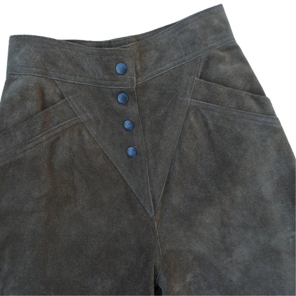 25 Western Vintage Leather Gauchos V Yoke Pockets Snap Fly Satin Lined Wide Leg - Picture 1 of 8